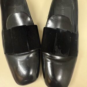 Stuart Weitzman Leather Loafers with Velvet Bow